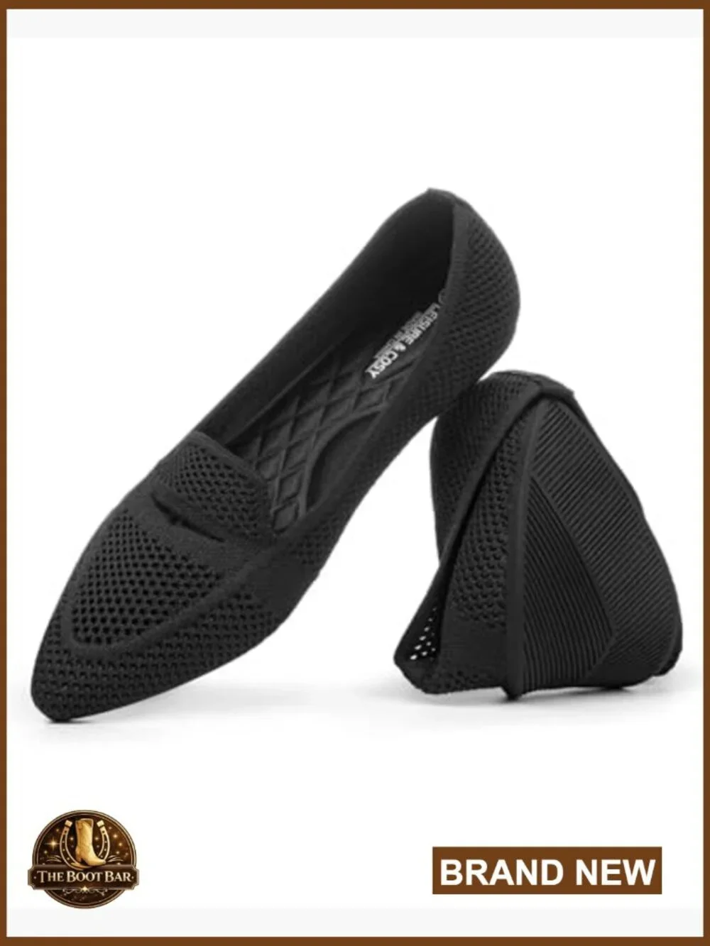Pointed Toe Knit Loafers, Lightweight Slip-On Flats with Arch Support